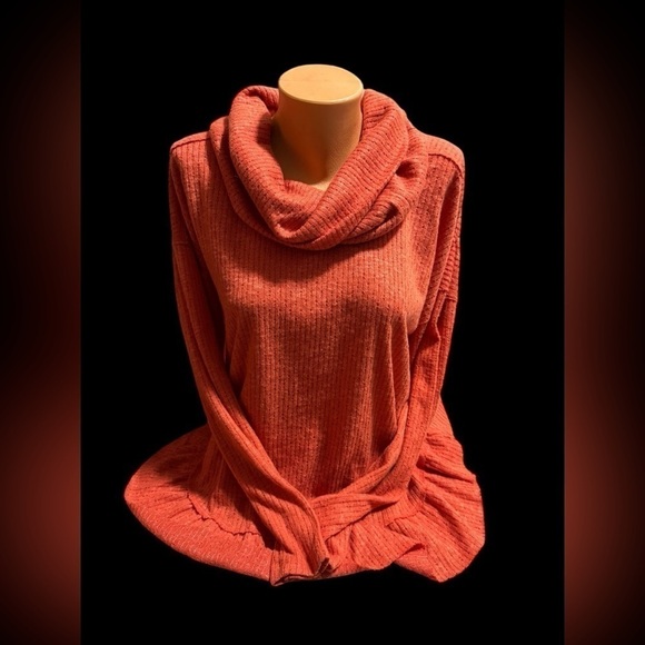 Maeve Anthropologie Winterscape Orange Cowl Neck Peplum Sweater Top Size Small - Picture 11 of 11